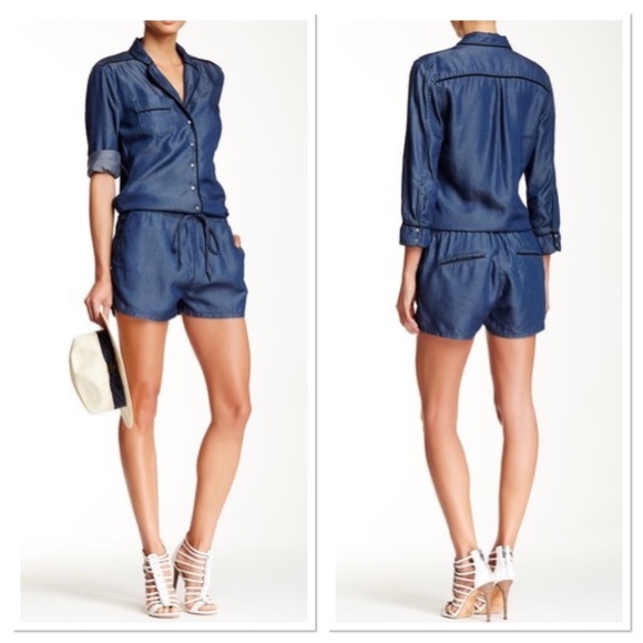 blank denim utility romper